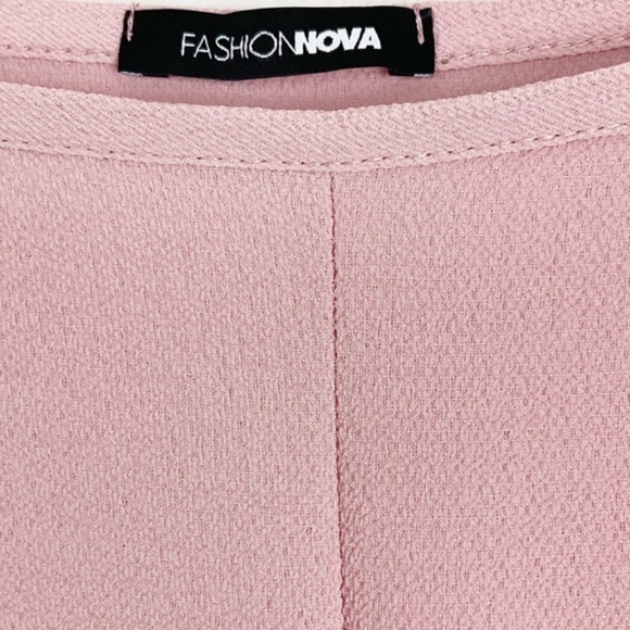 Fashion Nova Long Sleeve Tie Front Pink Crop Top - Picture 14 of 16